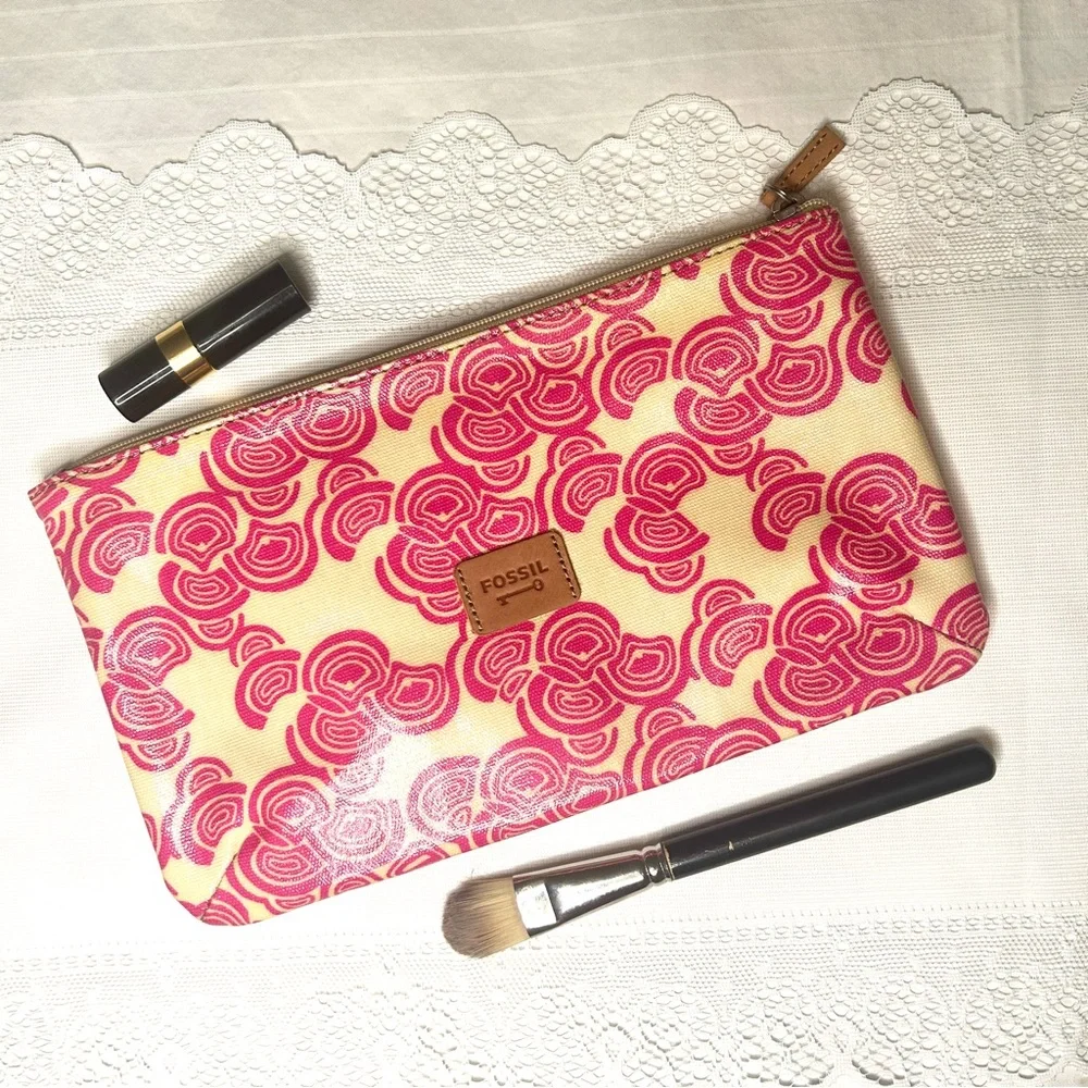 Fossil Y2K Pink-Lavender Cosmetic Bag Key-Per Zip Pouch NWOT - Picture 15 of 15